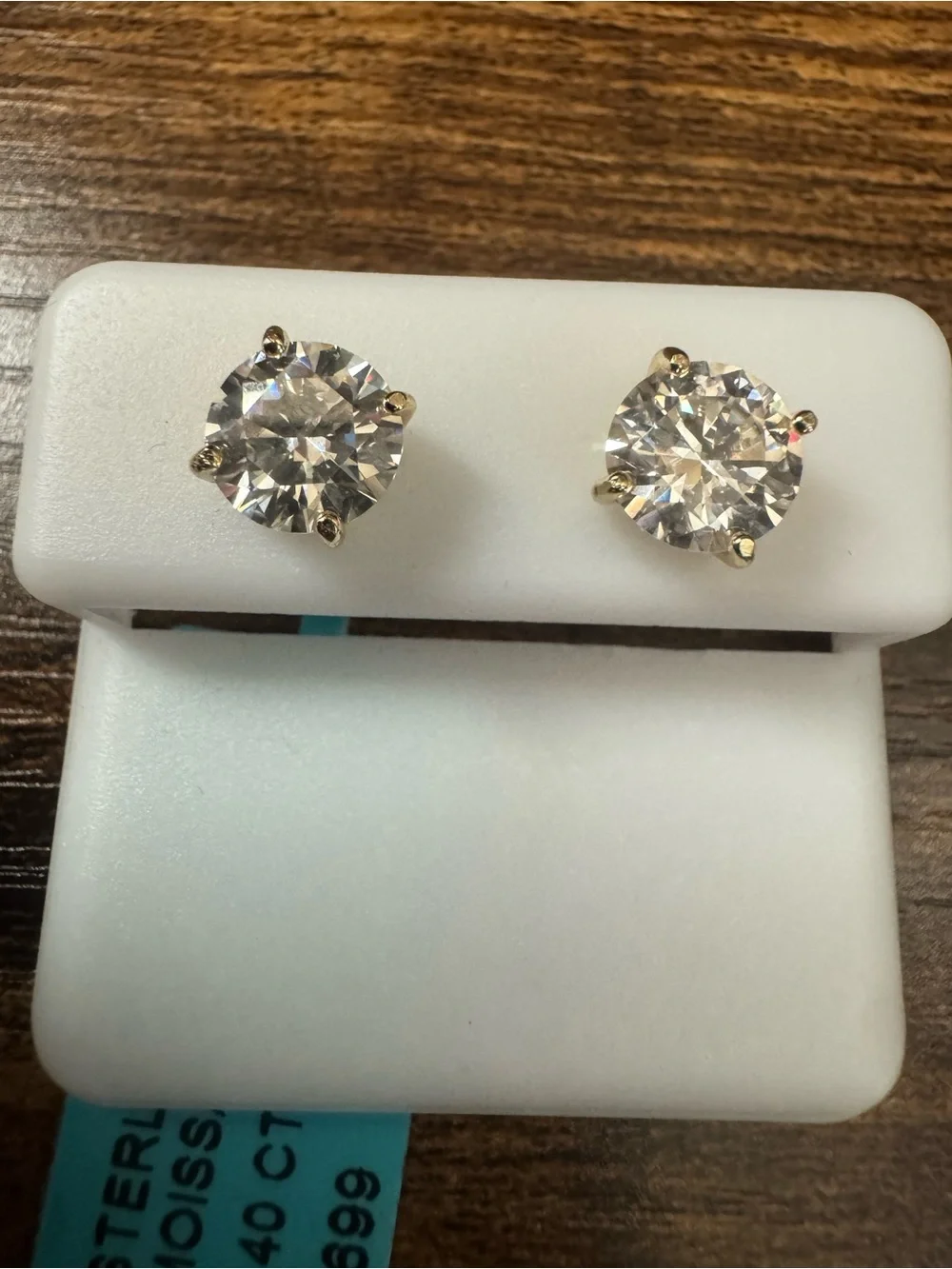 2.40 ct  Round Moissanite  Stud Earrings in Gold Prong